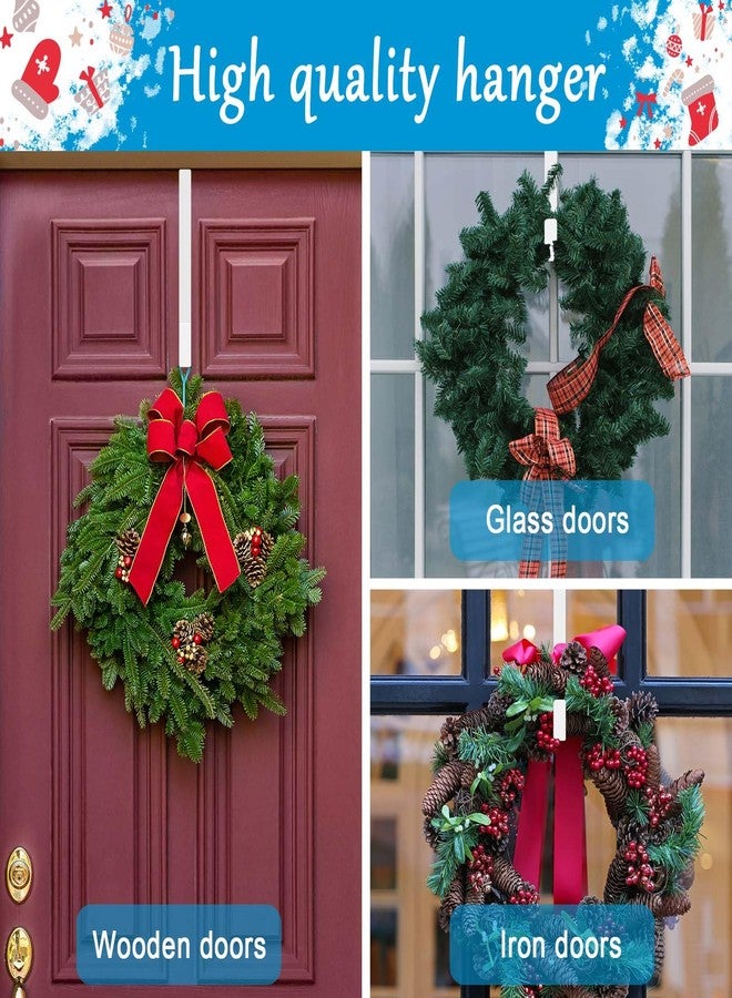 Dapute 4 Pack 12" &15" Wreath Hangers for Front Door, Over The Door Wreath Hanger Halloween Decorations Wreath Hook for Hanging Christmas Easter Fall Decoration, Welcome Sign Holder (White) - Image 4